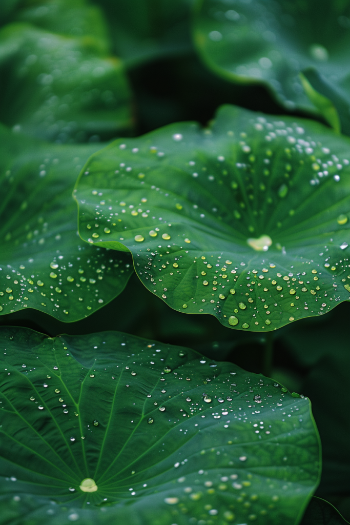 雨水荷叶摄影图片