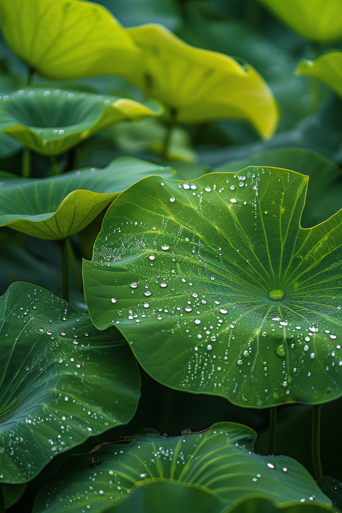水珠荷叶摄影图片