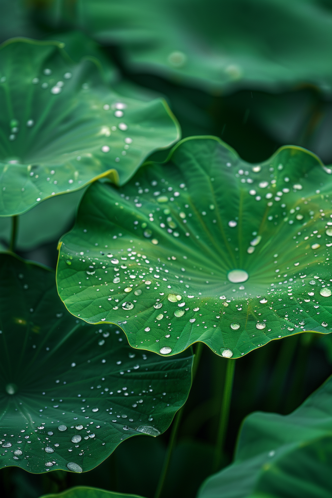 水珠荷叶摄影图片