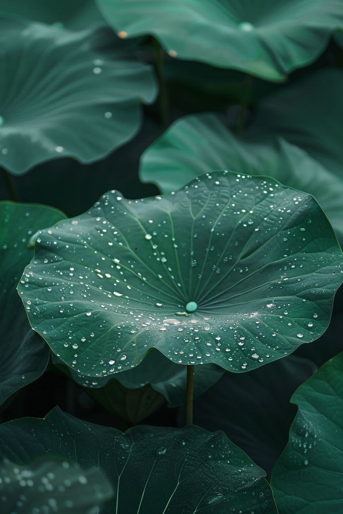 水滴荷叶摄影图片