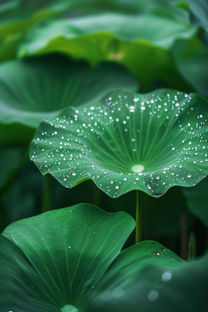 水滴荷叶摄影图片