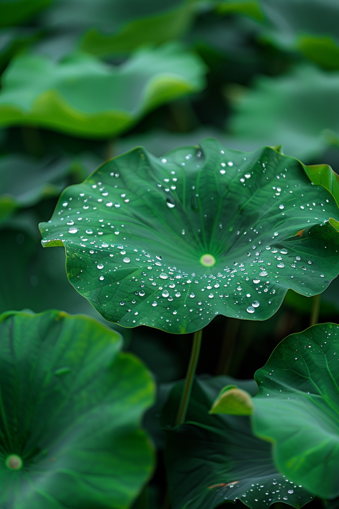 水滴荷叶摄影图片