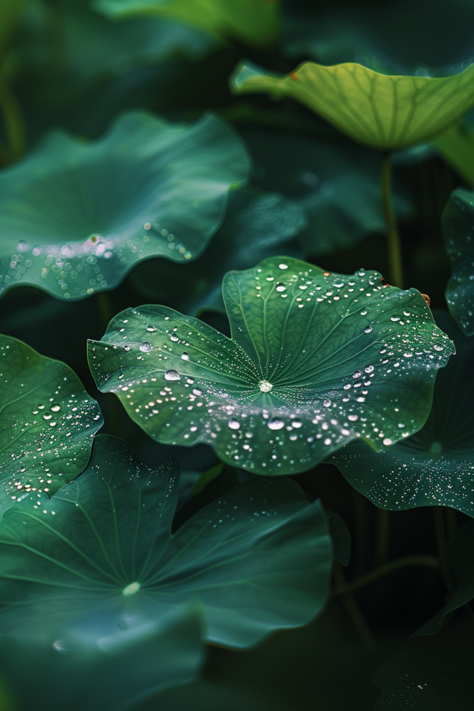 水滴荷叶摄影图片