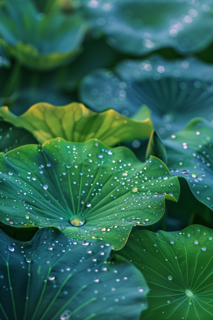 水滴荷叶摄影图片