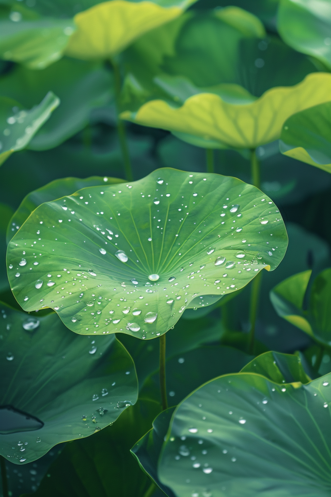露水荷叶摄影图片