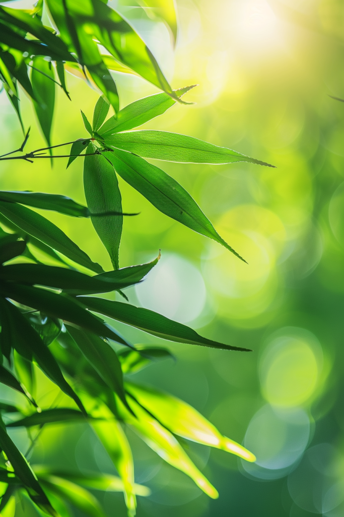 嫩绿竹叶植物摄影图