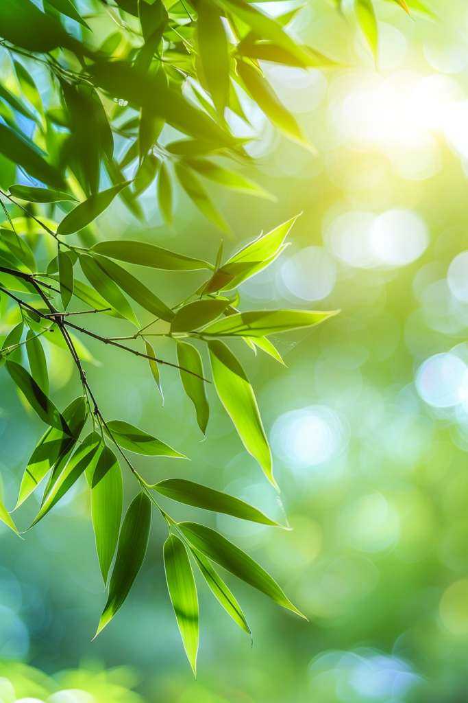 嫩绿竹叶植物摄影图