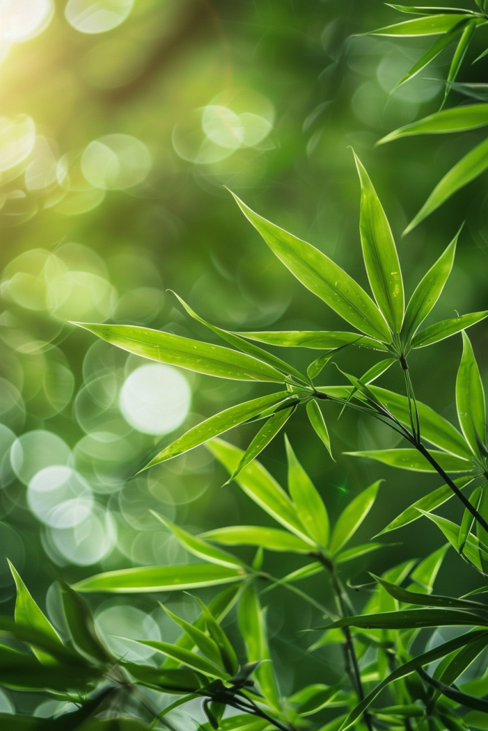 阳光竹叶植物摄影图
