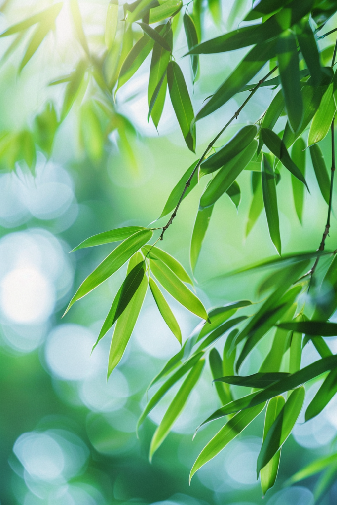 黄绿竹叶植物摄影图