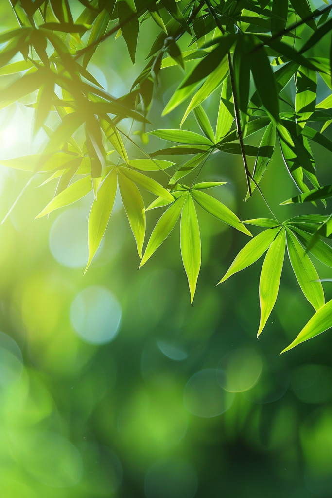 黄绿竹叶植物摄影图