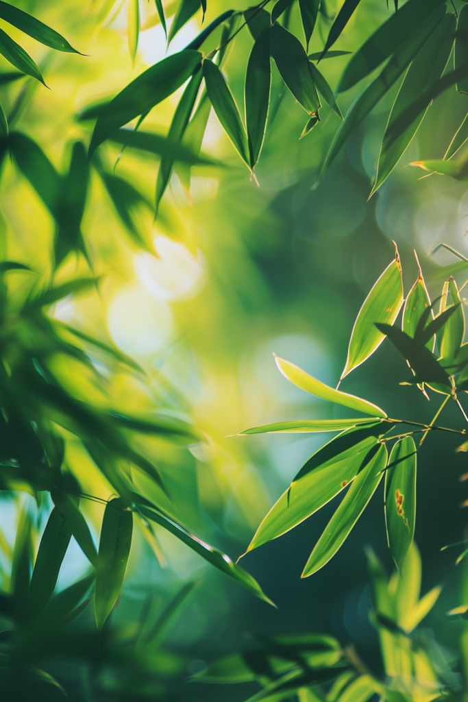 黄绿竹叶植物摄影图
