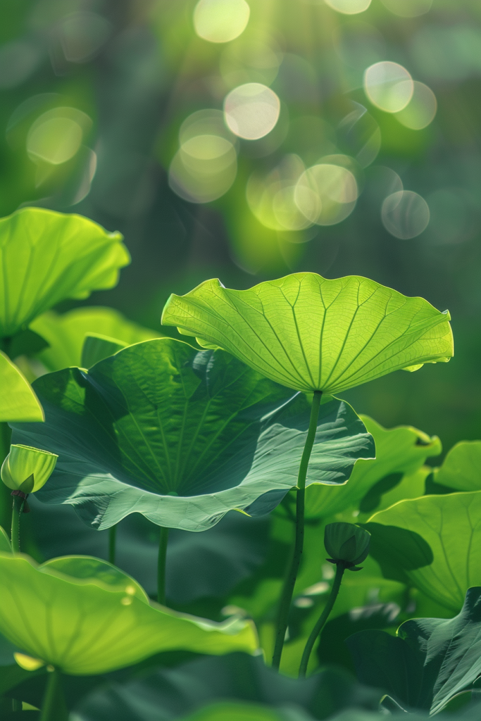 绿叶阳光下的生机勃勃