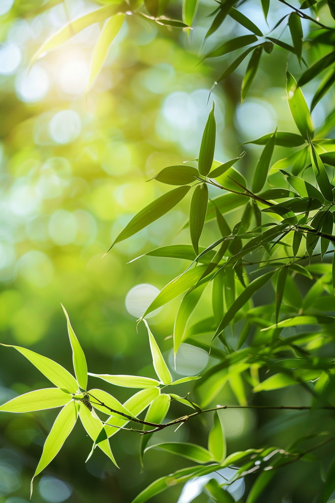 翠绿竹叶植物摄影图