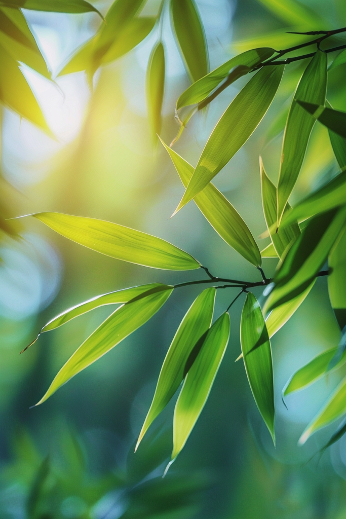 翠绿竹叶植物摄影图