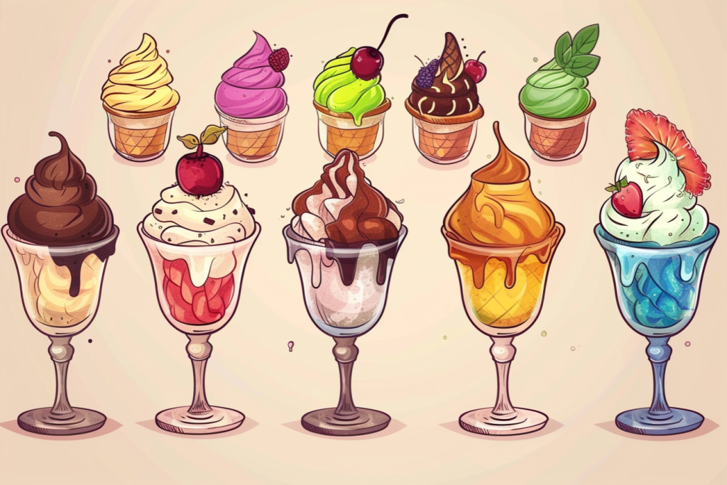 冰淇淋贴纸食品插画绘画
