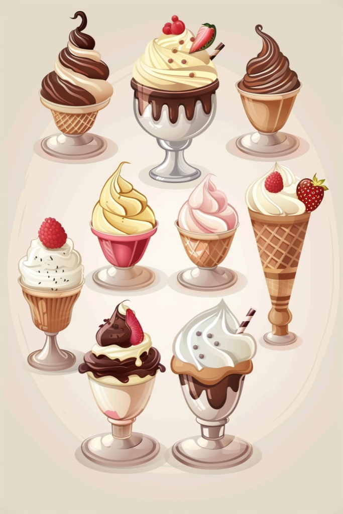 清爽冰淇淋食品插画绘画