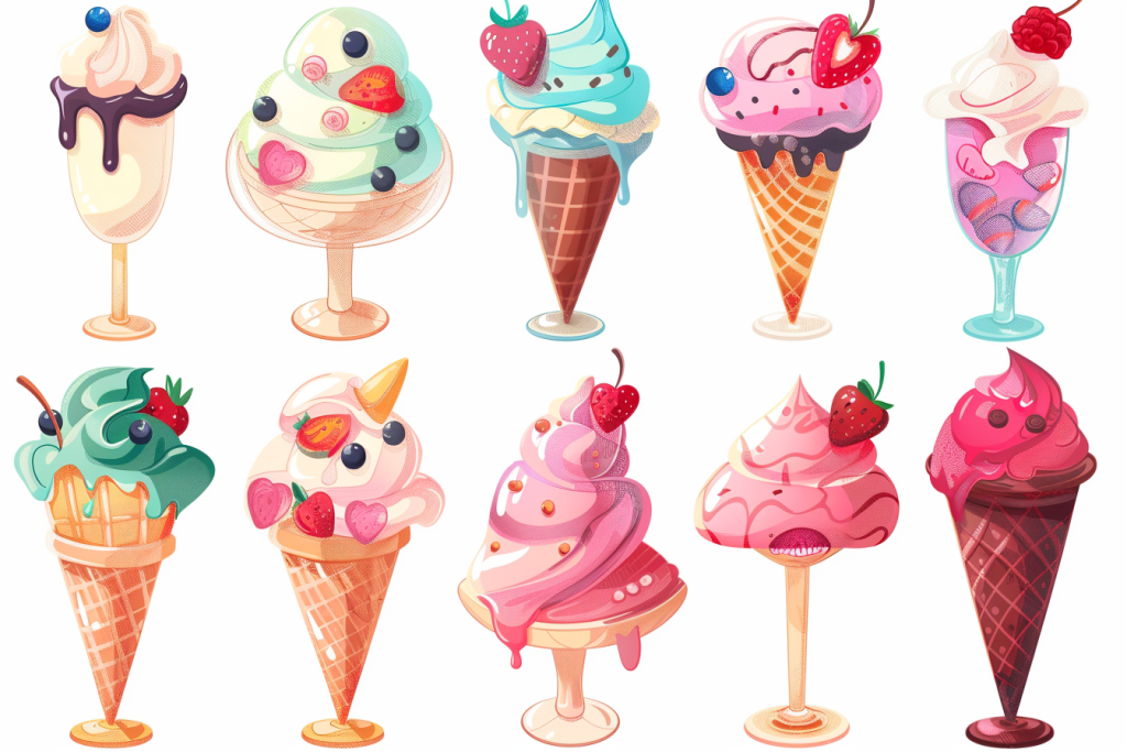 冰淇淋雪糕食品插画绘画