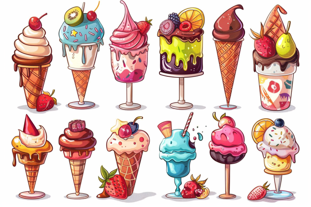 冰淇淋雪糕食品插画绘画