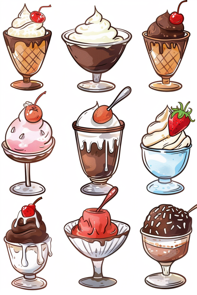 盛夏冰淇淋食品插画绘画