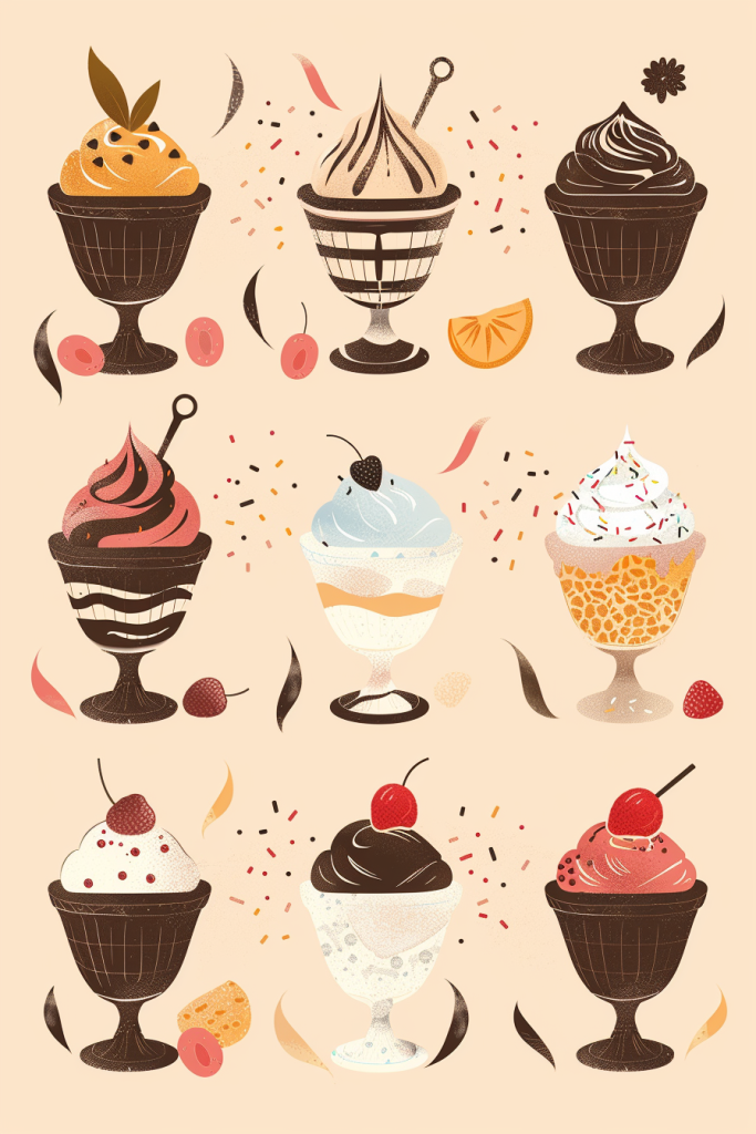盛夏冰淇淋食品插画绘画