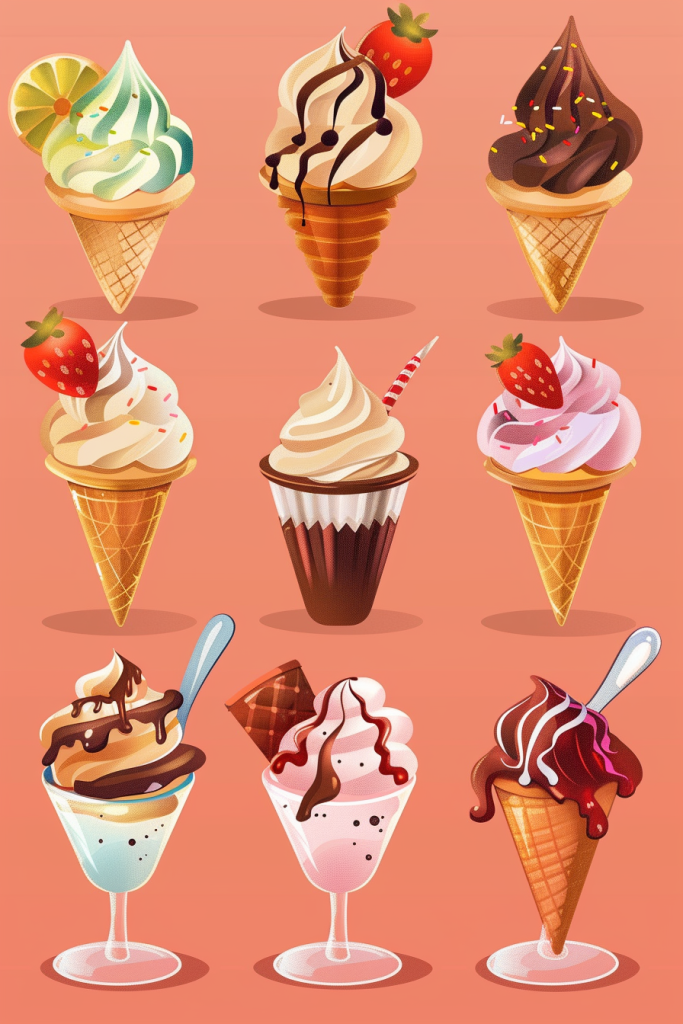 盛夏冰淇淋食品插画绘画