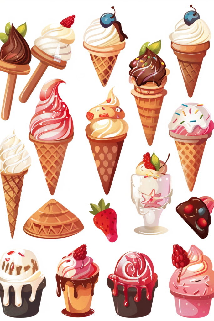 冰淇淋甜点食品插画绘画