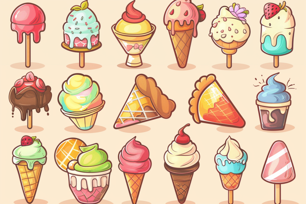 冰爽冰淇淋食品插画绘画