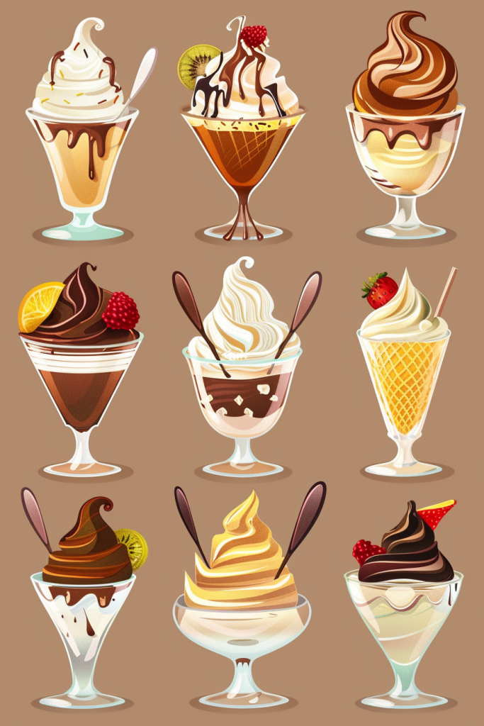 冰淇淋圣代食品插画绘画
