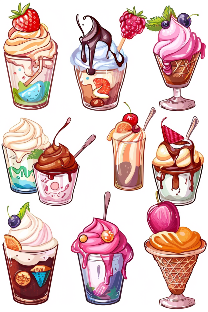 冰淇淋圣代食品插画绘画