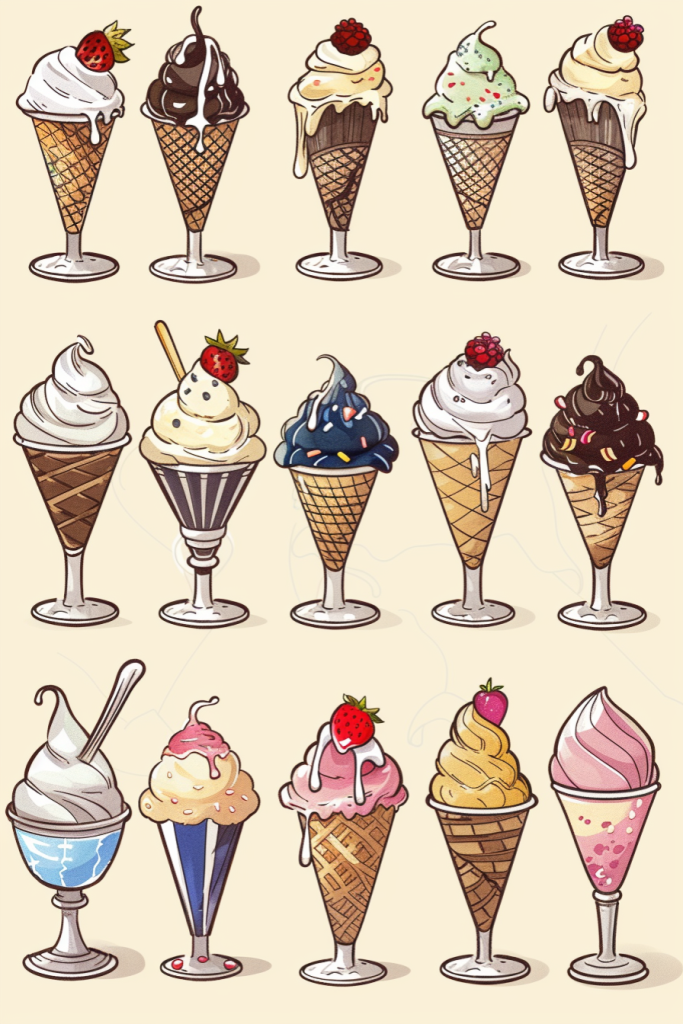 水果冰淇淋食品插画绘画