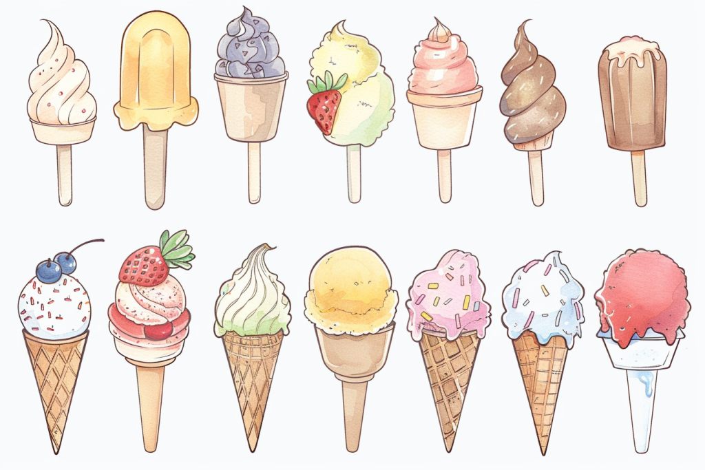 美味冰淇淋食品插画绘画