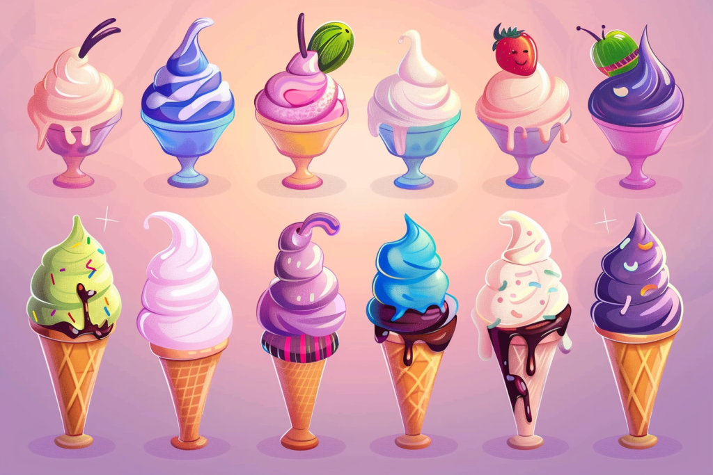 奶油冰淇淋食品插画绘画