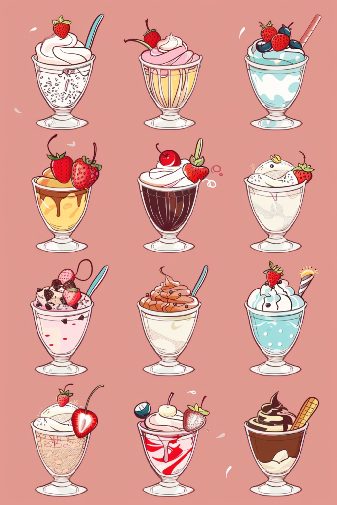 奶油冰淇淋食品插画绘画