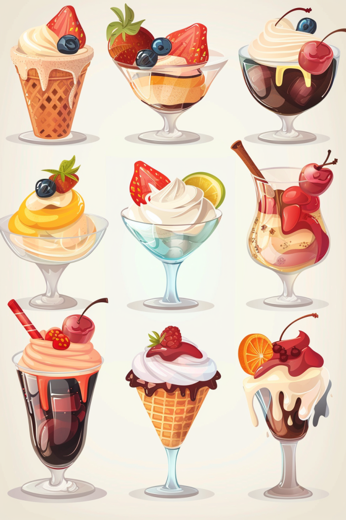 奶油冰淇淋食品插画绘画