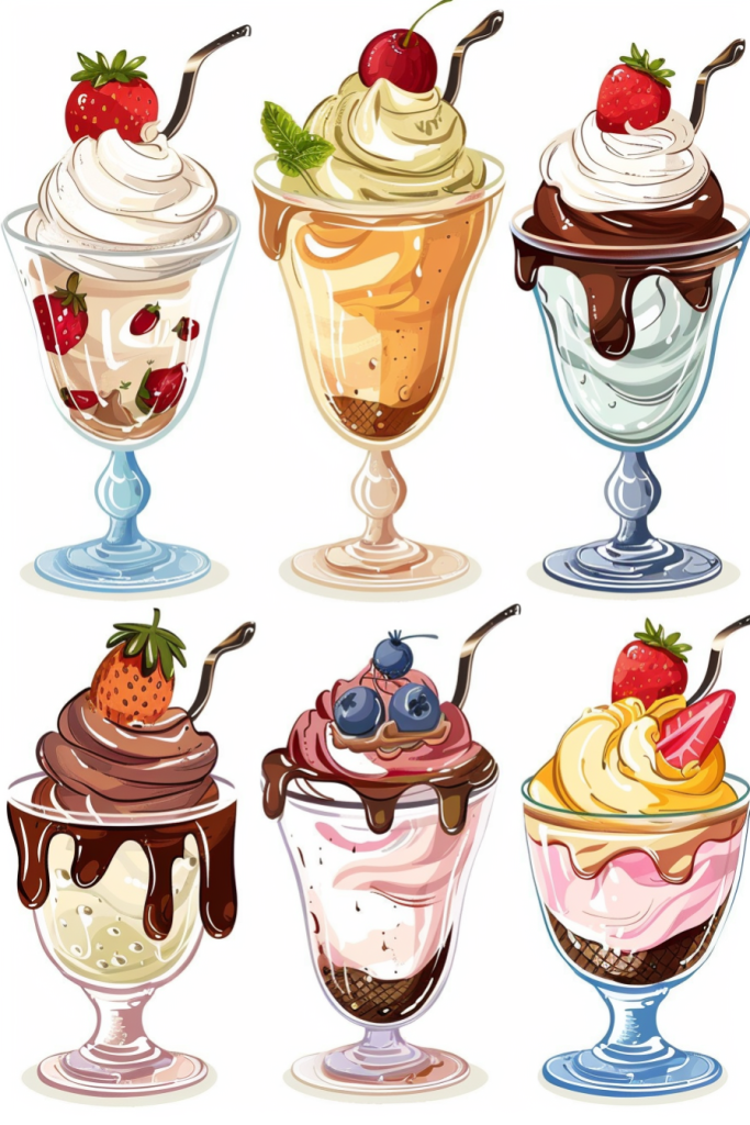 冰淇淋甜品食品插画绘画