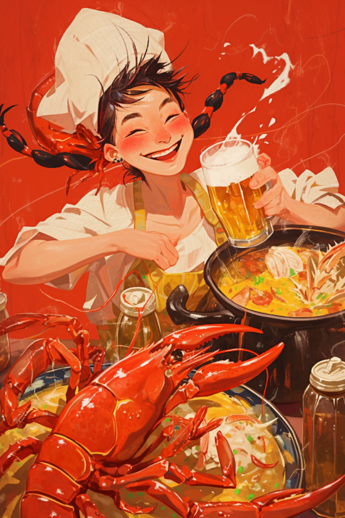 龙虾餐饮美食插画
