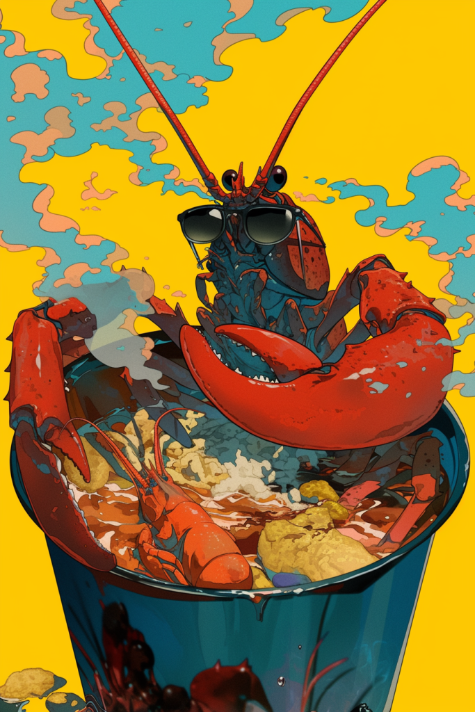 龙虾餐饮美食插画