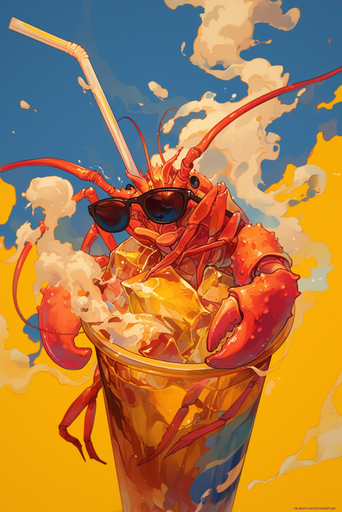 创意龙虾餐饮美食插画