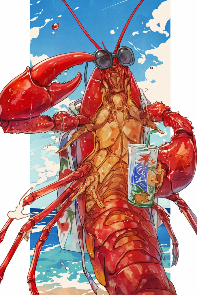 创意龙虾餐饮美食插画