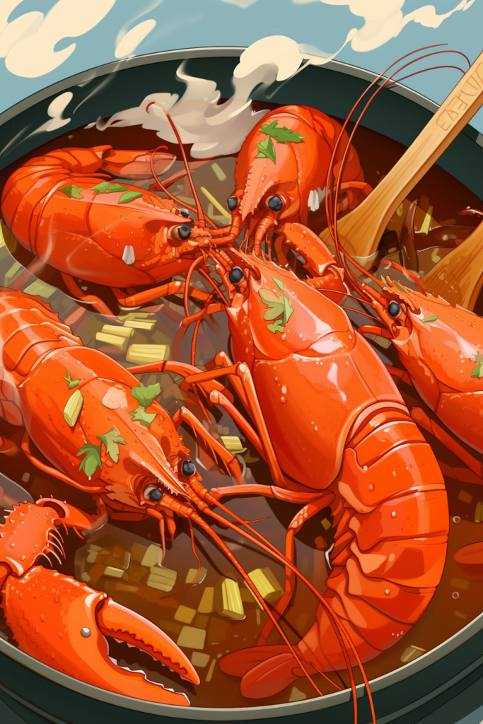 龙虾餐品餐饮美食插画