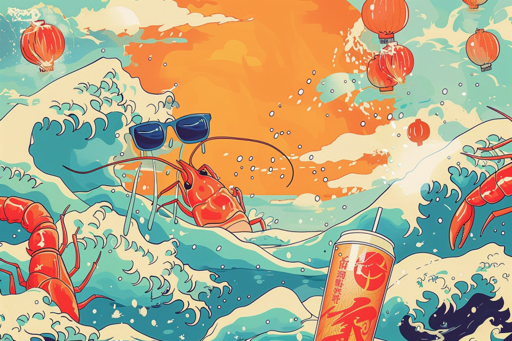 海浪中嬉戏的螃蟹