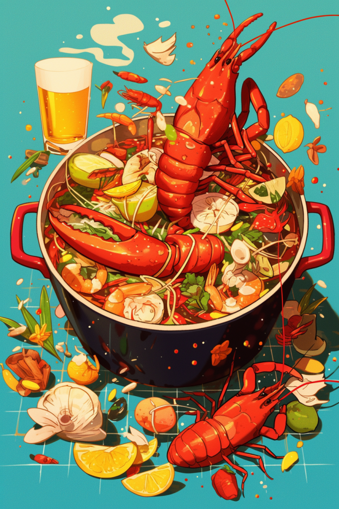 海鲜锅中大龙虾