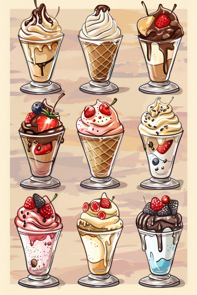 夏日冰淇淋食品插画绘画