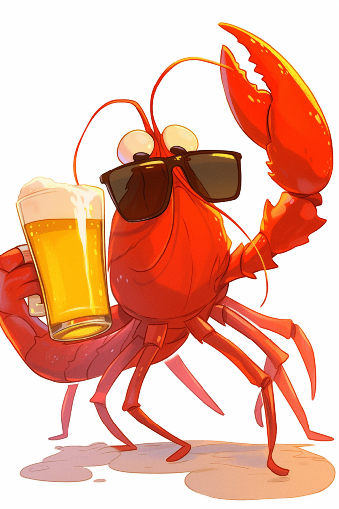 夏日啤酒龙虾插画绘画