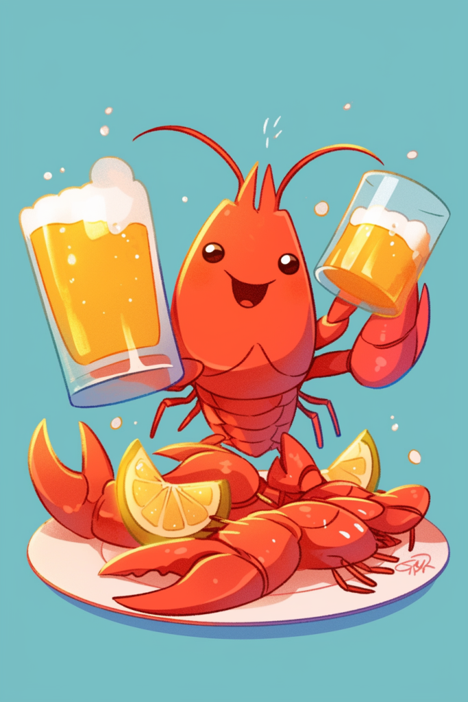 啤酒龙虾派对插画绘画