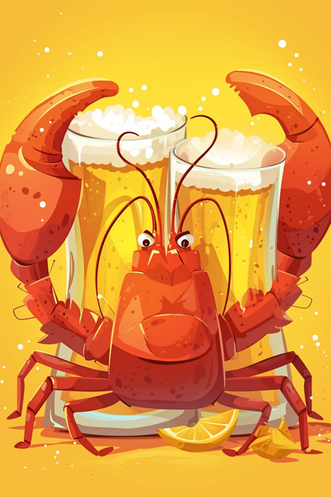 大排档啤酒龙虾插画绘画
