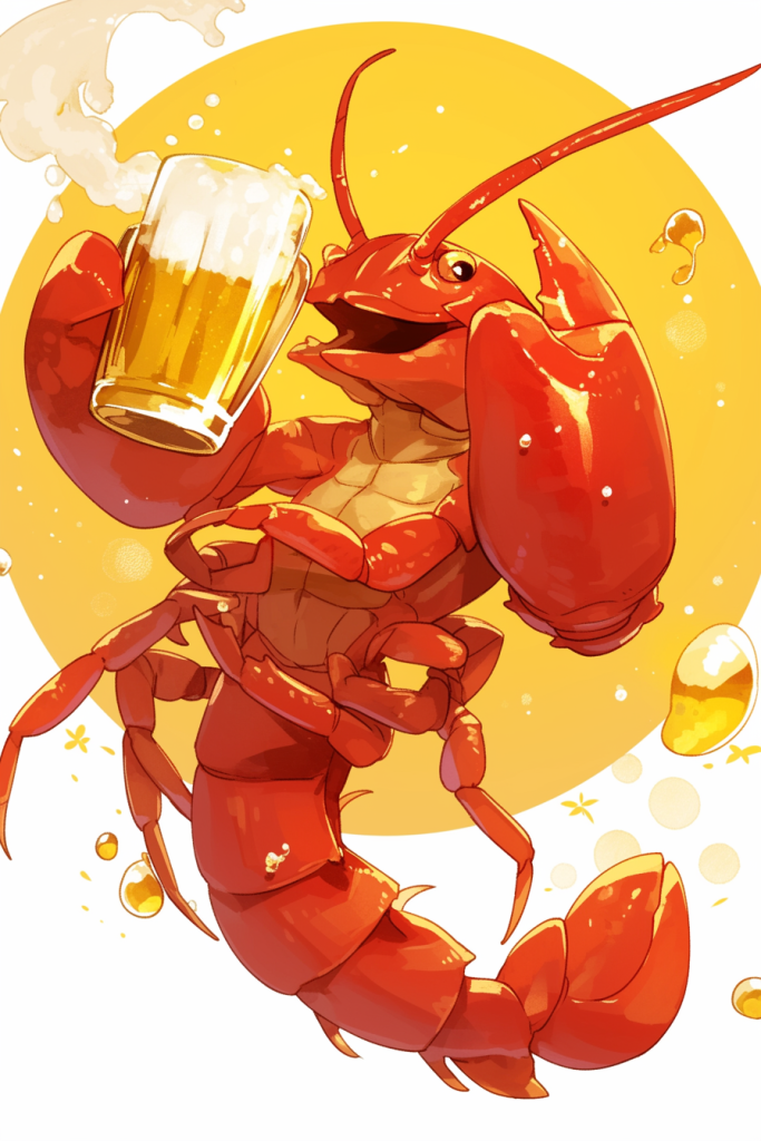 龙虾啤酒节插画绘画