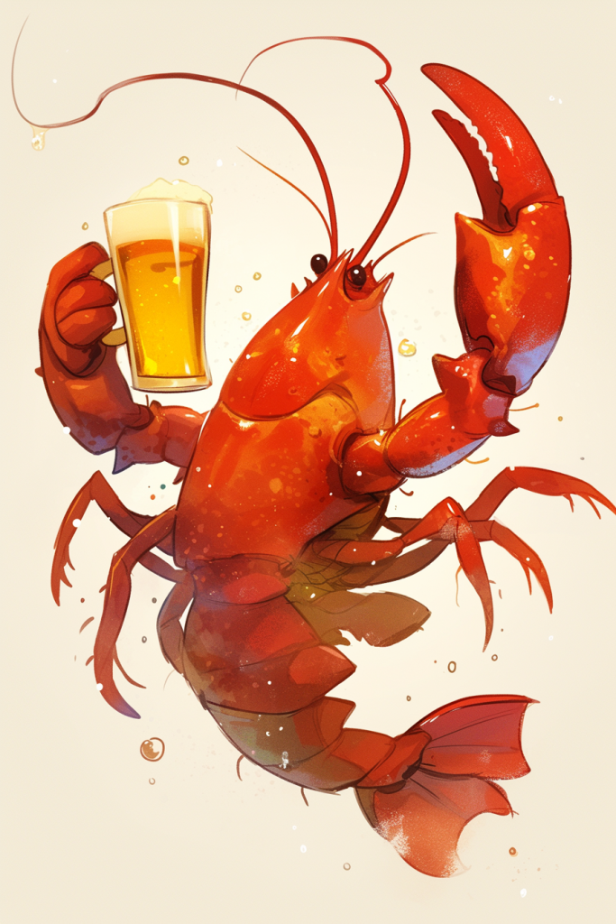 龙虾啤酒节插画绘画