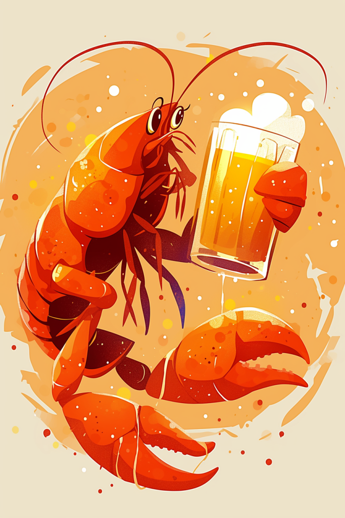 龙虾啤酒节插画绘画