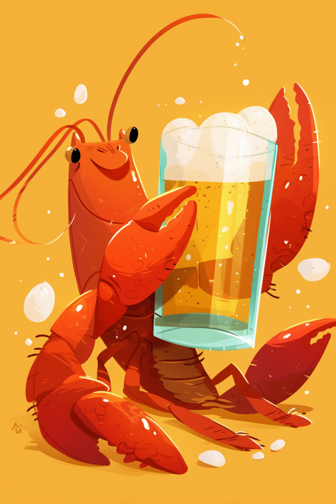 龙虾啤酒节插画绘画